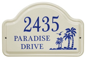 Whitehall Palm Arch Plaque Dark Blue