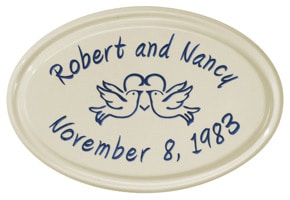 Whitehall Anniversary Heart Birds Oval Blue
