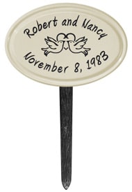 Anniversary Birds Oval Lawn Marker Black