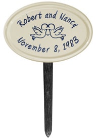 Anniversary Birds Oval Lawn Marker Blue