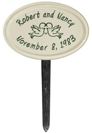 Anniversary Birds Oval Lawn Marker Green