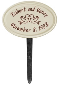 Anniversary Birds Oval Lawn Marker Red