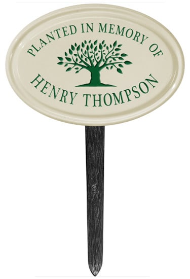Tree Memorial Oval Ceramic Lawn Marker