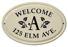Whitehall Leaf Monogram Oval Plaque Black