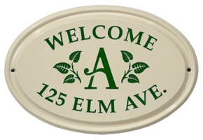 Whitehall Leaf Monogram Oval Plaque Green