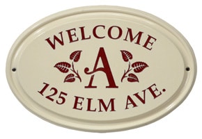 Whitehall Leaf Monogram Oval Plaque Red