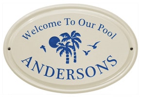 Whitehall Palm Oval Plaque Dark Blue