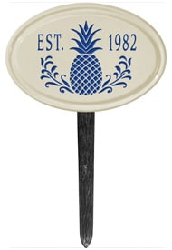 Pineapple Petite Oval Lawn Marker Blue