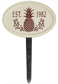 Pineapple Petite Oval Lawn Marker Red