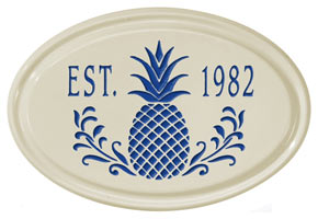 Whitehall Pineapple Petite Oval Plaque Blue
