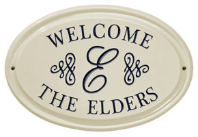 Whitehall Script Monogram Oval Plaque Black