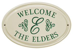 Whitehall Script Monogram Oval Plaque Green