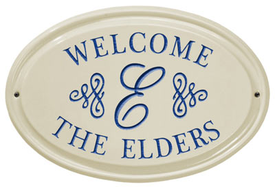 Whitehall Script Monogram Oval Ceramic Plaque