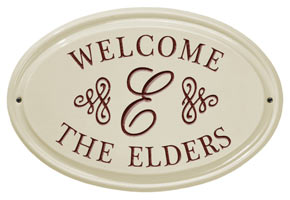 Whitehall Script Monogram Oval Plaque Red