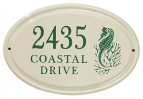 Whitehall Seahorse Oval Plaque Green