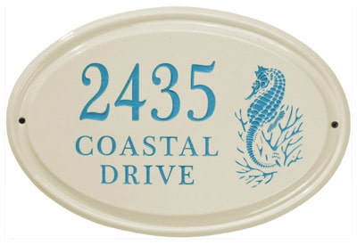 Whitehall Sea Horse Oval Ceramic Plaque
