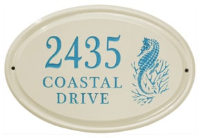 Whitehall Seahorse Oval Plaque Sea Blue
