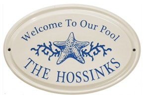 Whitehall Starfish Oval Plaque Dark Blue