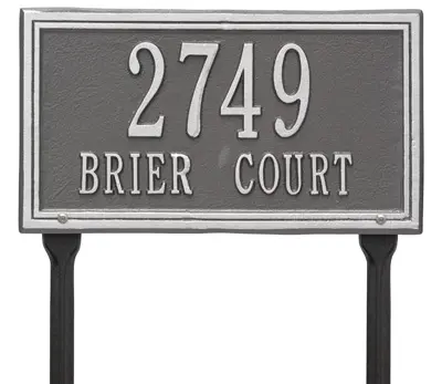 Whitehall Double Line Rectangle Lawn Marker Address Plaque Product Image