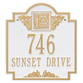 Whitehall Monogram Address Plaque White Gold