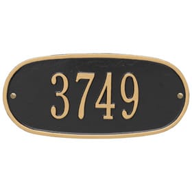 Whitehall Oval Address Plaque Black Gold