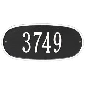 Whitehall Oval Address Plaque Black White