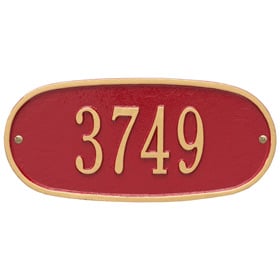 Whitehall Oval Address Plaque Red Gold