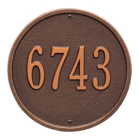 Whitehall Round Address Plaque Antique Copper