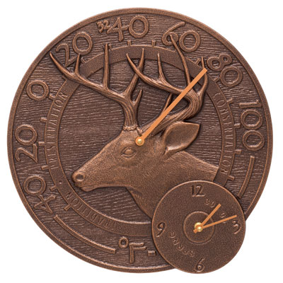 Whitehall Whitetail Deer Clock And Thermometer