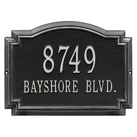 Whitehall Williamsburg Address Plaque Black Silver