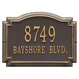 Whitehall Williamsburg Address Plaque Bronze Gold
