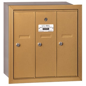 Salsbury 3 Door Vertical Mailbox Brass