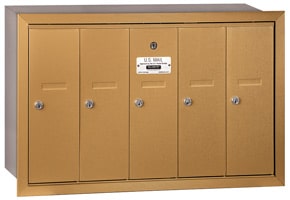 Salsbury 5 Door Vertical Mailbox Brass