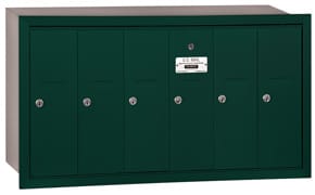 Salsbury 6 Door Vertical Mailbox Green