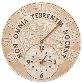 Whitehall Celestial Clock Thermometer Weathered Limestone