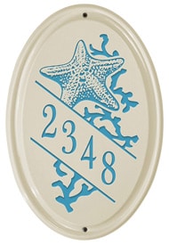 Whitehall Starfish Oval Plaque Sea Blue