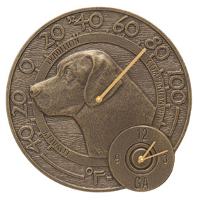 Whitehall Labrador Clock Thermometer French Bronze