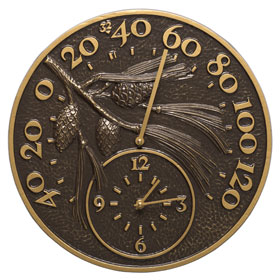 Whitehall Pinecone Clock Thermometer French Bronze