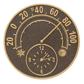 Whitehall Solstice Clock Thermometer French Bronze
