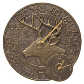 Whitehall Deer Clock Thermometer French Bronze