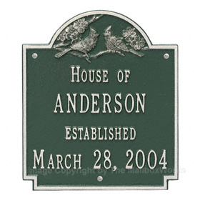 Whitehall Cardinal Wedding Plaque Green Silver