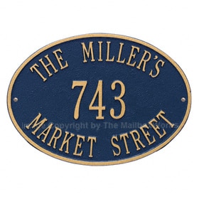 Whitehall Hawthorne Oval Plaque Blue Gold
