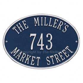 Whitehall Hawthorne Oval Plaque Blue Silver