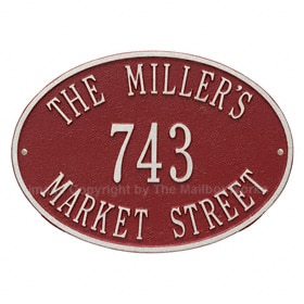 Whitehall Hawthorne Oval Plaque Red Silver