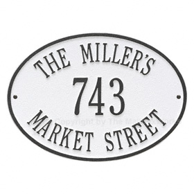 Whitehall Hawthorne Oval Plaque White Black