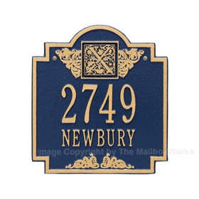 Whitehall Monogram Address Plaque Blue Gold