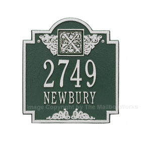 Whitehall Monogram Address Plaque Green Silver