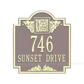 Whitehall Monogram Address Plaque Taupe Ivory