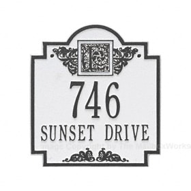 Whitehall Monogram Address Plaque White Black