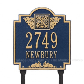 Whitehall Monogram Lawn Marker Blue Gold